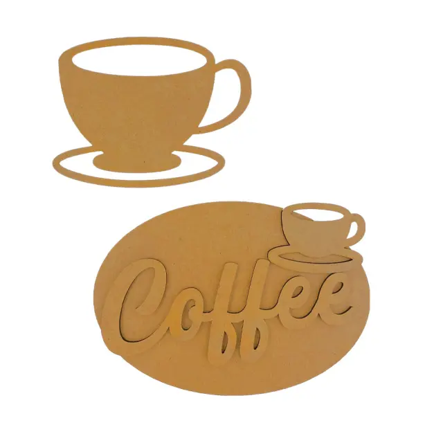 Διακοσμητικά σχέδια MDF, Stamperia, Coffee and Chocolate, Κούπες καφέ, 4 τεμ.