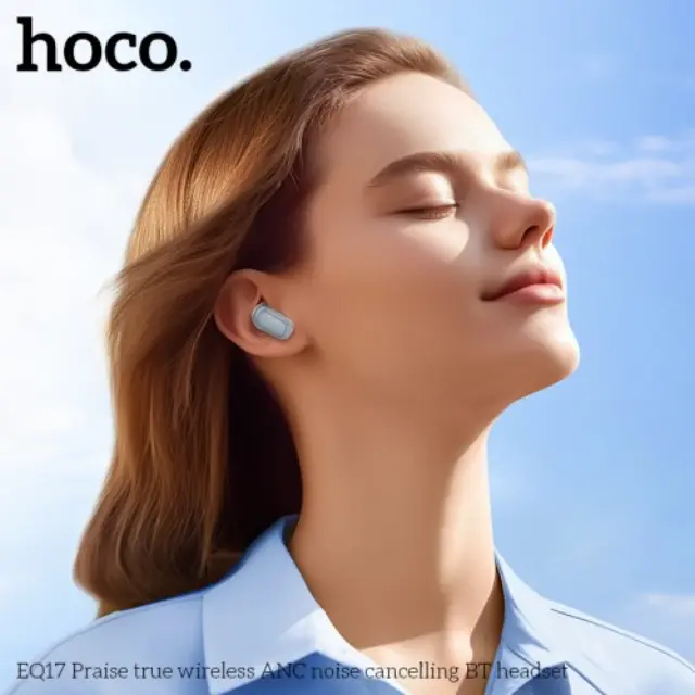Hoco In-ear Bluetooth Handsfree Ακουστικά με Θήκη Φόρτισης Μπλε EQ17 2