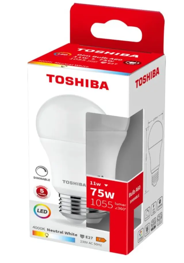 Toshiba LED A60 E27 11W 4000K Dimmable (DELS-BL44011B2DE51)