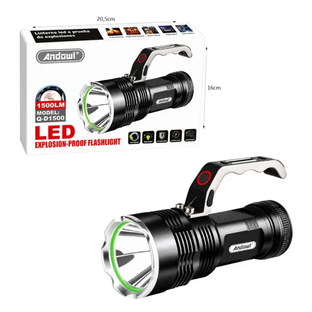 Andowl Ισχυρός Επαναφορτιζόμενος Φακός LED 1500 Lumens Αντιεκρηκτικός Q-D1500 - Powerful Rechargeable LED Flashlight 1500 Lumens Explosion-Proof 0751190 3