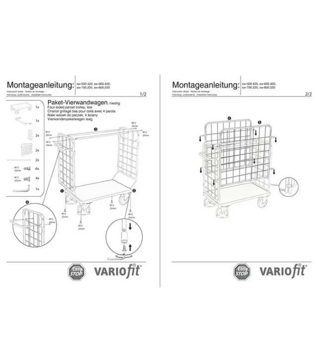 Variofit sw-800.220 Τρόλεϊ Μεταφοράς 4 Πλευρών για Φορτίο Βάρους ως 500kg 2
