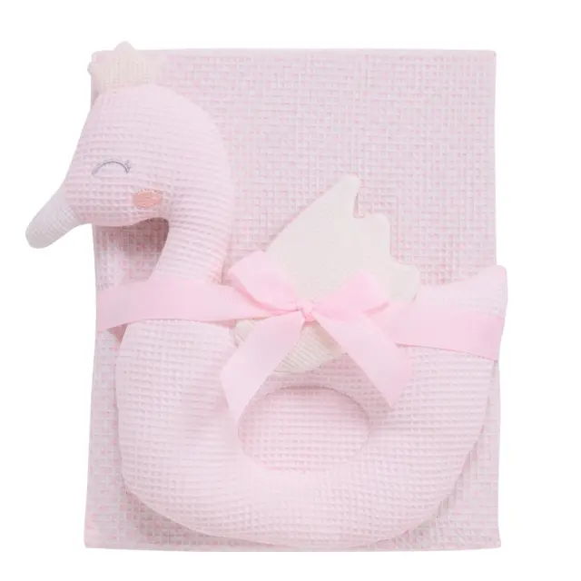 Κουβέρτα Αγκαλιάς 75x100 Με Παιχνίδι Das Home 4956 White-Pink 100% βαμβακερό
