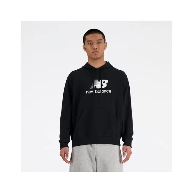 New Balance Stacked Logo French Terry Hoodie (MT41501-Black) - Μαύρο