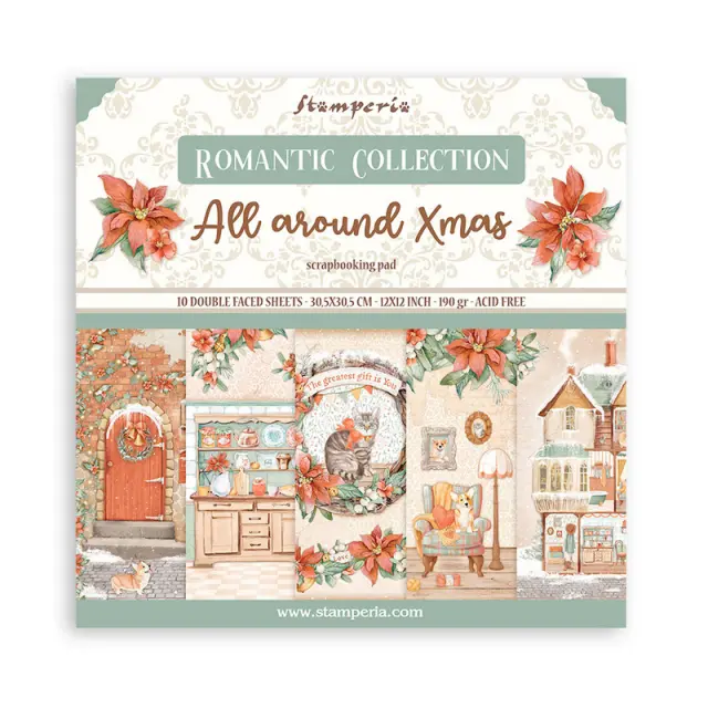 Χαρτιά scrapbooking 10τεμ, 30.5×30.5cm Stamperia, All Around Christmas