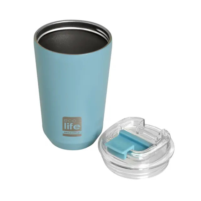 Ecolife Ποτήρι Θερμός 360ml (Hot & Cold) / Coffee Thermos: Pure Collection (5 χρώματα) - Γαλάζιο 3