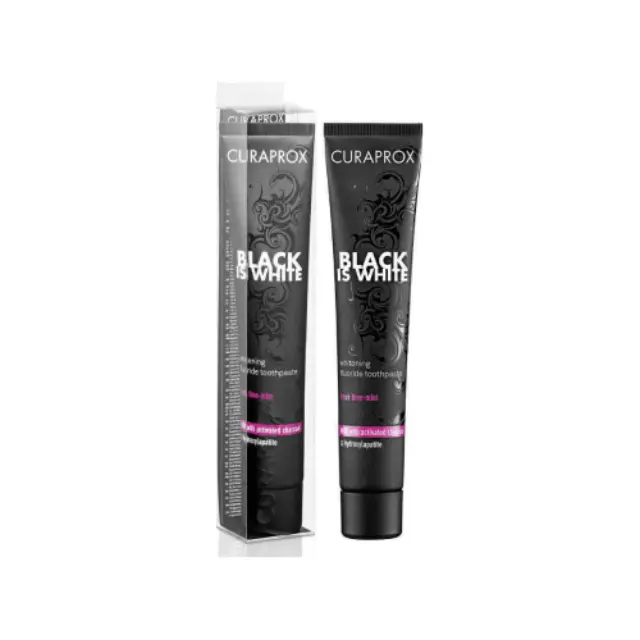 Curaprox Black is White Tough Whitening Toothpaste Λευκαντική Οδοντόκρεμα, με γεύση λεμόνι-μέντα, 90ml