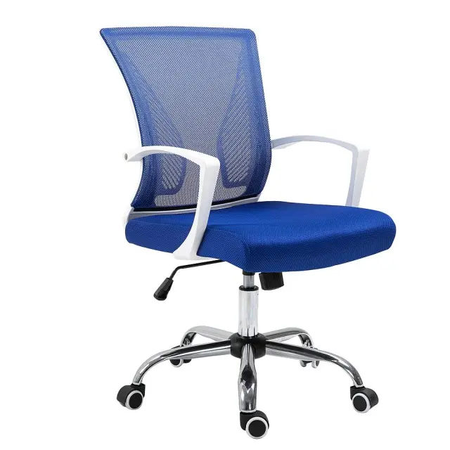 Πολυθρόνα Γραφείου BF2120-S Λευκό/Μπλε Mesh 60x60x90/100cm