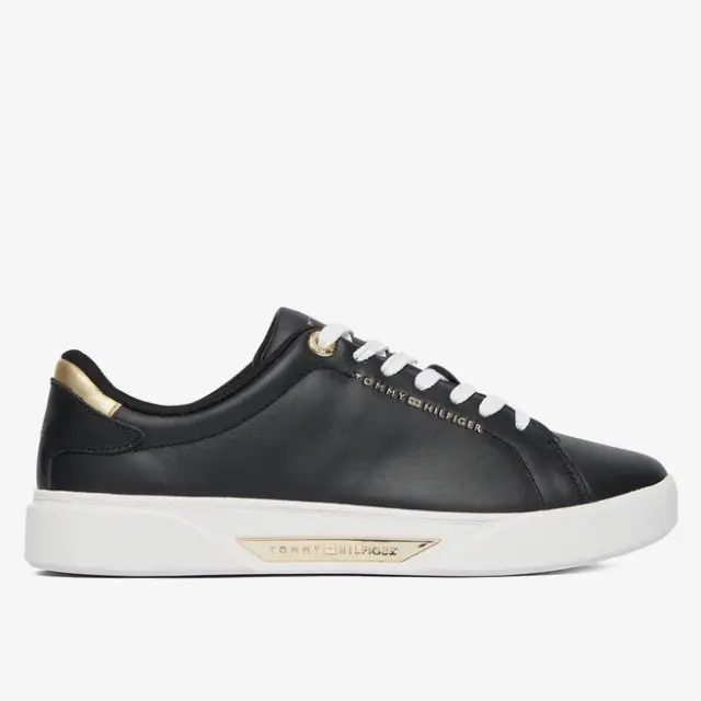 Γυναικεία Δερμάτινα Sneakers Tommy Hilfiger FW0FW09019-BDS Μαύρα Μαύρο - 39