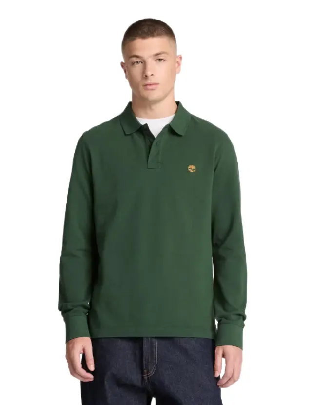 Timberland - Ανδρικό Μακρυμάνικο Polo Πικέ Millers River Ls TBC0YHBE-398 Πράσινο