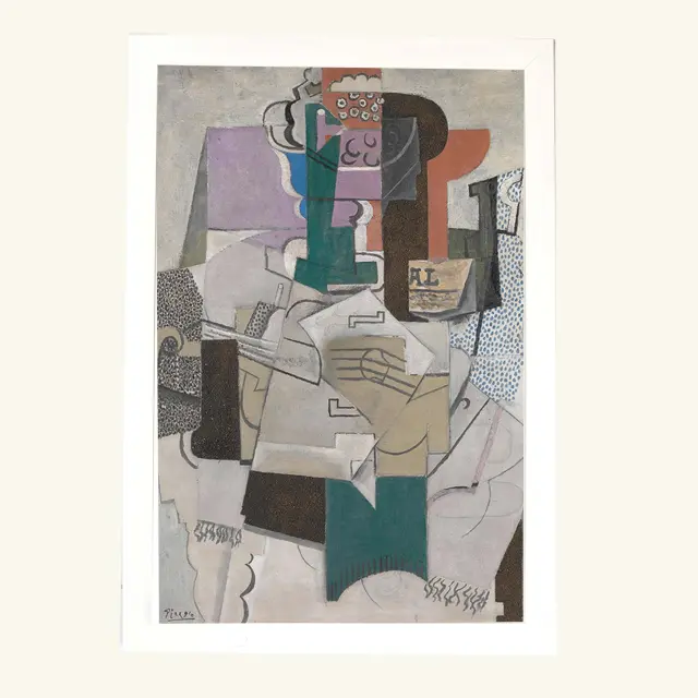 Αφίσα Picasso Fruit Dish, Bottle And Violi 61x91,5εκ Κορνίζα Ξύλινη Χρώμα Λευκό Με Ακρυλικό Τζάμι Άθραυστο K1041-3