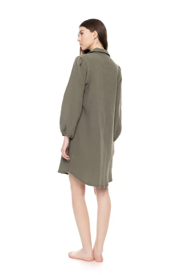 W1698 - Oil Green - NIGHTGOWN BUTTONED ELEGANT 3