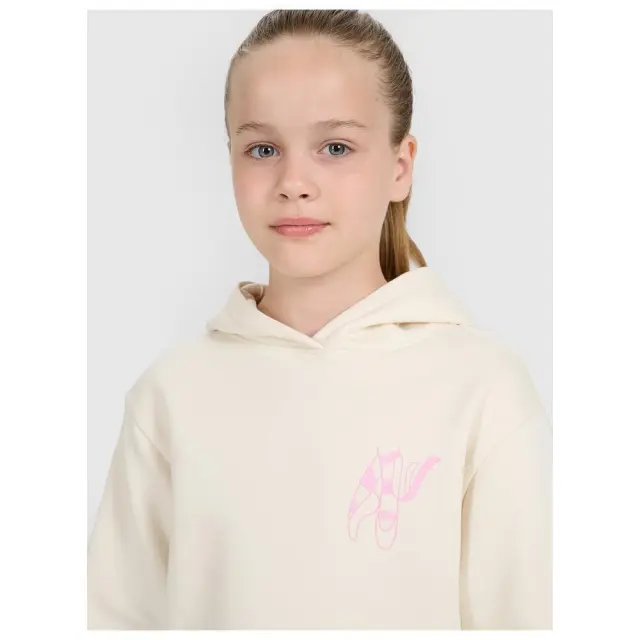 4F Sweatshirt with Hood Ecru 4FJWAW25TSWSF2147-47-11S - 128 3