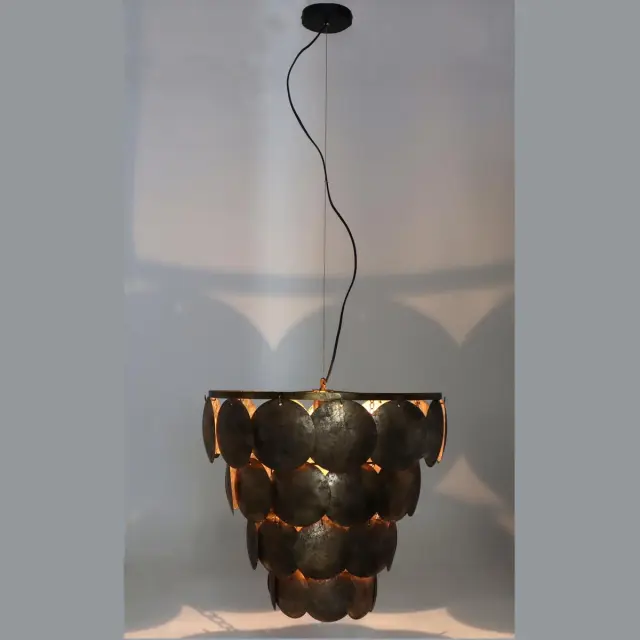 Φωτιστικό Κρεμαστό Καφέ Μέταλλο 54.5x54.5x52.5cm 3