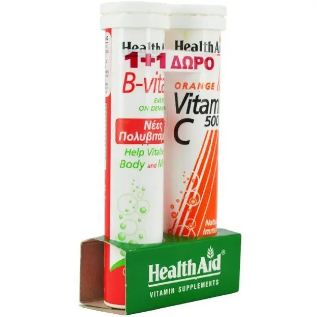 Πακέτο Προσφοράς B-Vital Apricot 20eff.tabs + Δώρο Vitamin C Orange 500mg 20eff.tabs - Health Aid 2