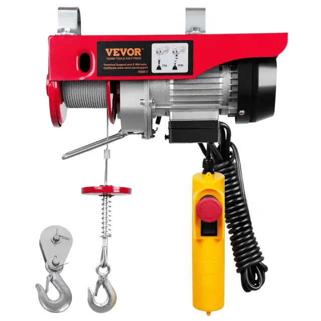 Ηλεκτρικό Παλάγκο Συρματόσχοινου VEVOR 230V 125kg - 250kg 510W με Ύψος Ανύψωσης 12m & Ενσύρματο Χειριστήριο (Electric Hoist)