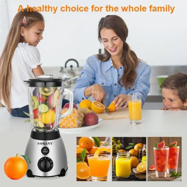 Sokany Μπλέντερ για Smoothies με Γυάλινη Κανάτα 1.5lt 400W Inox SK-149S 2