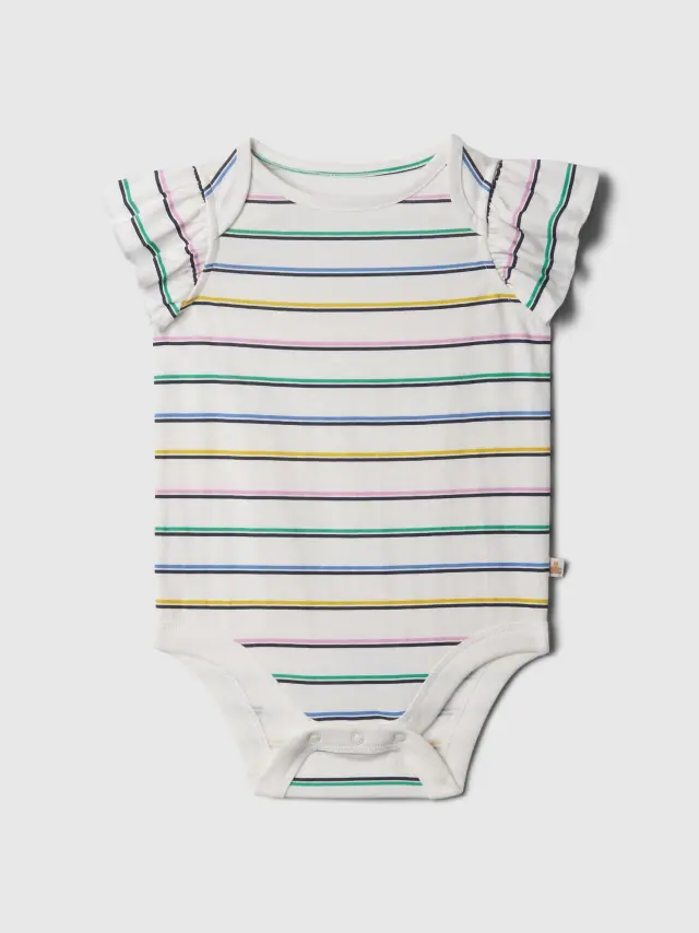 Multi babyGap Mix and Match Ruffle Κορμάκι WHITE MULTI STRIPE