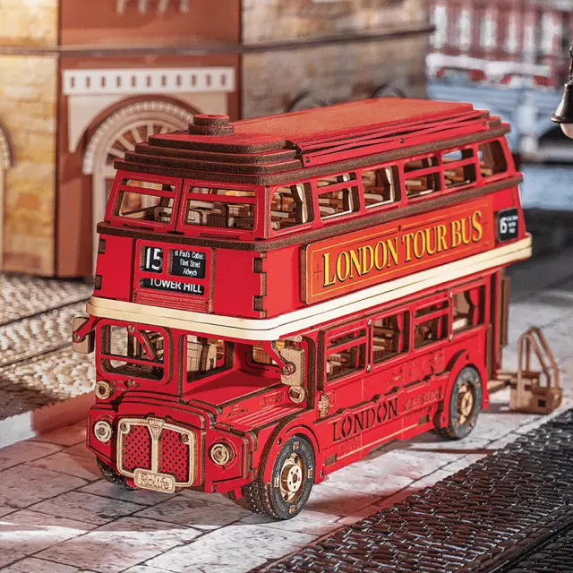 Robotime Ξύλινη Κατασκευή London Tour Bus TGM02 2