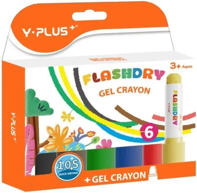 Y-Plus Κηρομπογιές Gel Flashdry 6 Χρώματα / GC240100 (Plus)