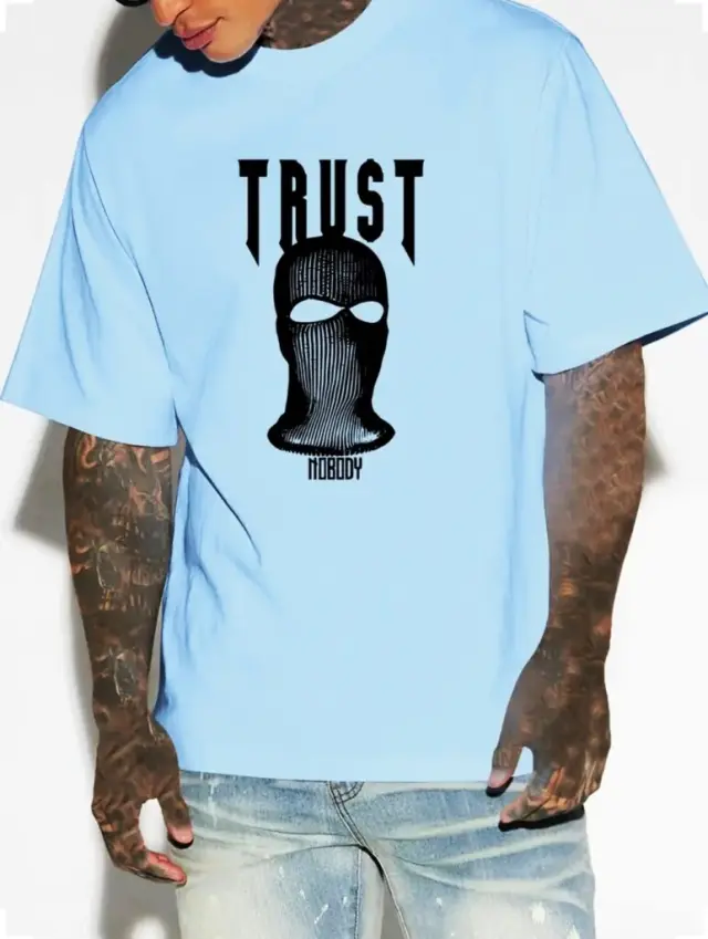 Ghetto T-shirt Trust Hip Hop Streetwear Light Blue