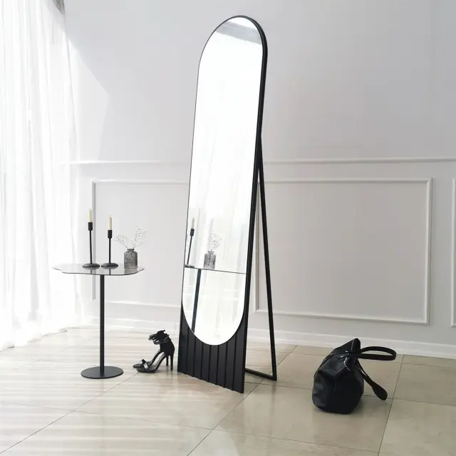 Stewehome Καθρέπτης με Στήριγμα Midnight με Μαύρο Σκελετό 45x170x170 cm 2