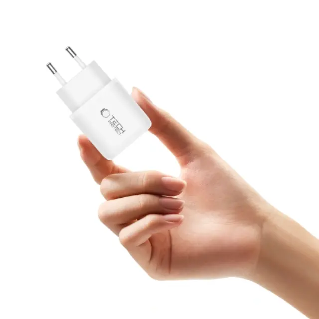 Tech-protect Nca45w-gan 2-port Network Charger Pd 45w / Qc3.0 + Lightning Cable White 2