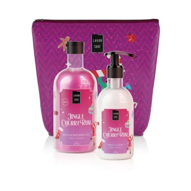 Lavish Care Jingle Cherry Rum Σετ Περιποίησης για Καθαρισμό Σώματος με Αφρόλουτρο , Κρέμα Σώματος & Νεσεσέρ
