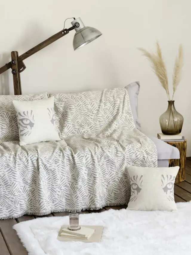 Ριχτάρι Τριθέσιο 180x300 Chenille Nima Lebrand Ivory 55% Ακρυλικό-25% Βαμβάκι-20% Πολυέστερ