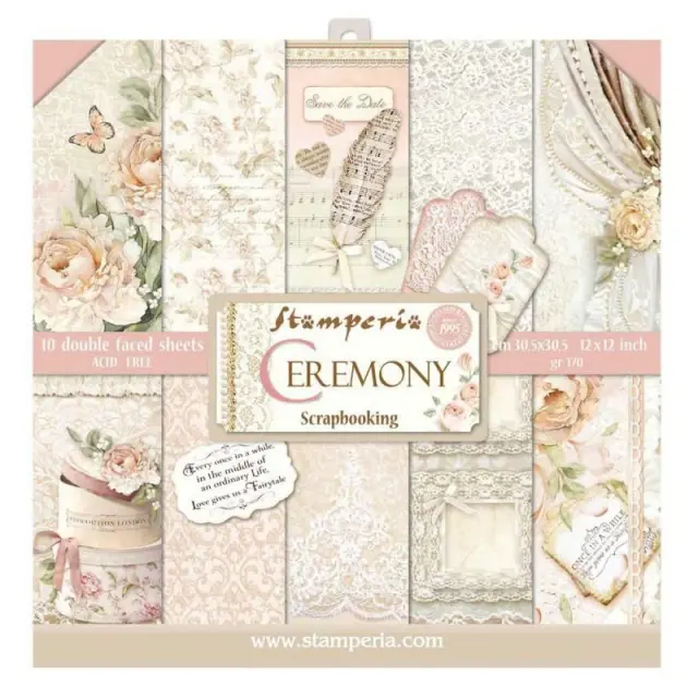 Σετ 10 Χαρτιά Scrapbooking Stamperia Διπλής Όψης - Ceremony - 30x30cm