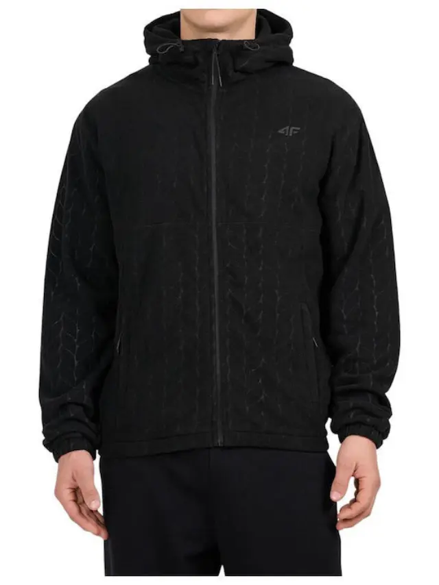4F Ανδρική Ζακέτα Fleece Μαύρη 4FWAW26TFLEM491-20S - XL