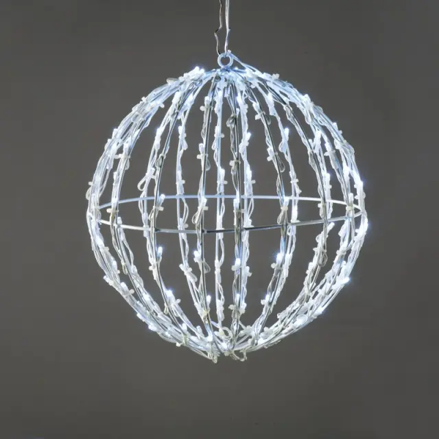 3D ΣΤΡΟΓΓΥΛΗ ΜΠΑΛΑ 120 LED ΣΕ ΣΕΙΡΑ ΣΤΑΘΕΡΑ ΨΥΧΡΟ ΛΕΥΚΟ ΑΝΤΑΠΤΟΡΑ 4.5VDC ΜΕ ΚΑΛΩΔΙΟ ΛΕΥΚΟ IP44 250X250x260mm / X081202413