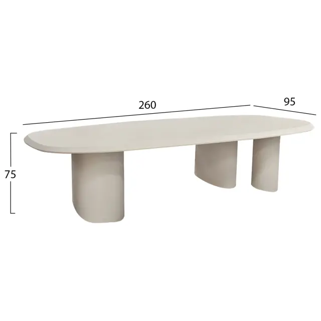 ΤΡΑΠΕΖΙ ΤΡΑΠΕΖΑΡΙΑΣ FIBER CEMENT ΟΒΑΛ FB96598.02 ΜΠΕΖ 260x95x75Υεκ 2