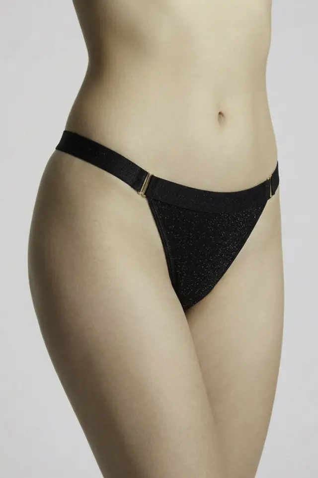 Μαύρο G-string εσώρουχο με φαρδύ λάστιχο 2