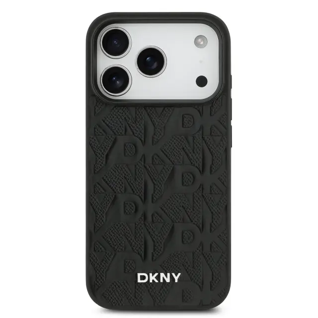 DKNY PU Leather Grid Pattern Magsafe Case for iPhone 17 Pro Black 3