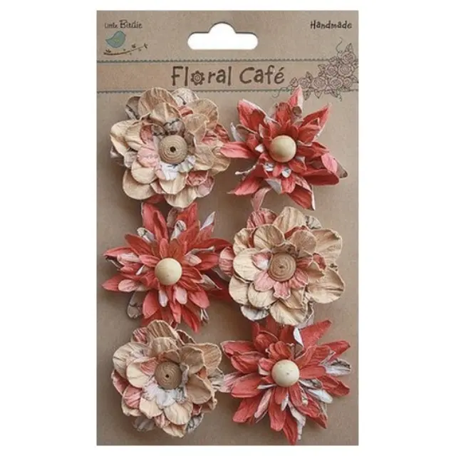 Χειροποίητα λουλούδια Printed Venice Petals Red 6τεμ.