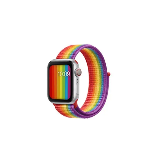 Υφασμάτινο Λουράκι Velcro Nylon Band Για Apple Watch 44/45/46/49mm - Rainbow Colors OEM