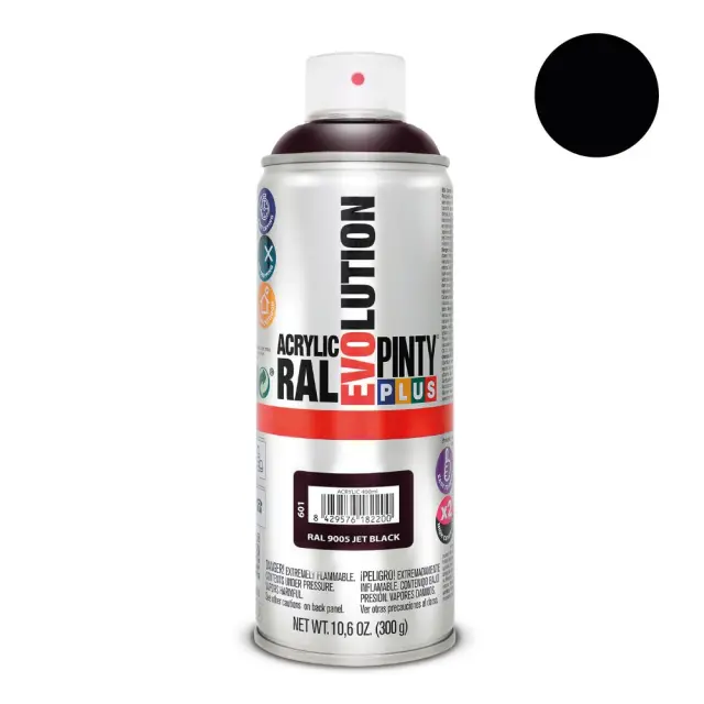 Pinty Plus Evolution Gloss Σπρέι βαφής ακρυλικό 400ml Jet Black / RAL9005