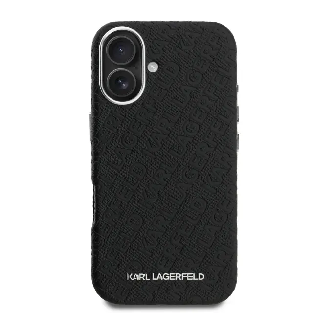 Karl Lagerfeld Grained PU Repeated Logo MagSafe Case for iPhone 16 Black 3