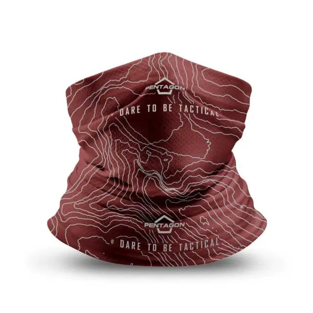 Pentagon Skiron Neck Gaiter Topographic Map-Περιλαίμιο από 100% Πολυεστέρα - 74-Maroon Red-Κεραμιδί