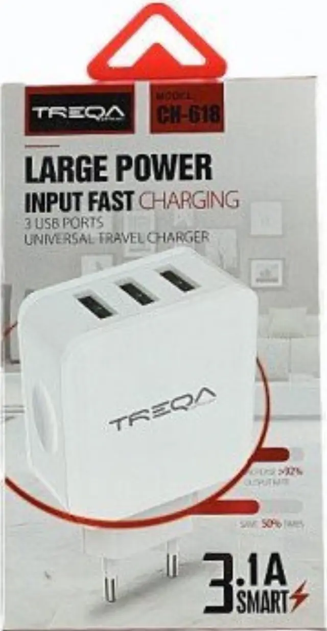 Treqa Φορτιστής Χωρίς Καλώδιο με 3 Θύρες USB-A Λευκός (CH-618) 3