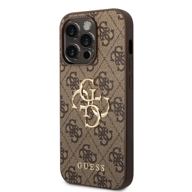 Guess PU 4G Metal Logo Case for iPhone 15 Pro Max Brown 2