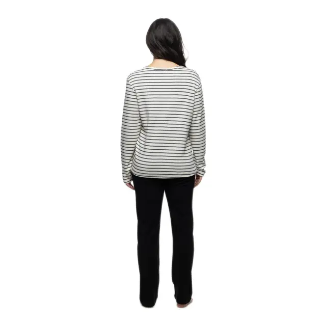 Galaxy Γυναικεία Πυτζάμα Ριγέ Cat, Χρώμα Ιβουάρ Ριγέ - S 2