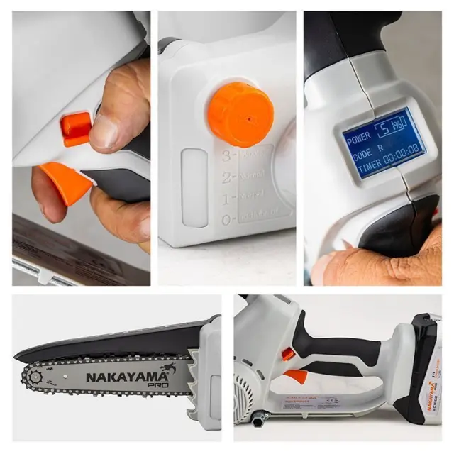Nakayama PRO EC1600 - Κλαδευτικό Αλυσοπρίονο Μπαταρίας 21V, Brushless,Li-Ion με Λάμα 20cm με Φορτιστή + Μία Mπαταρία 4Ah (1x 4Ah) (061694) 3