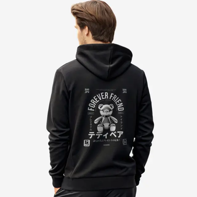 Φούτερ Noshame® Μαύρο με τύπωμα Teddy Forever Friend - 512540 - XXL