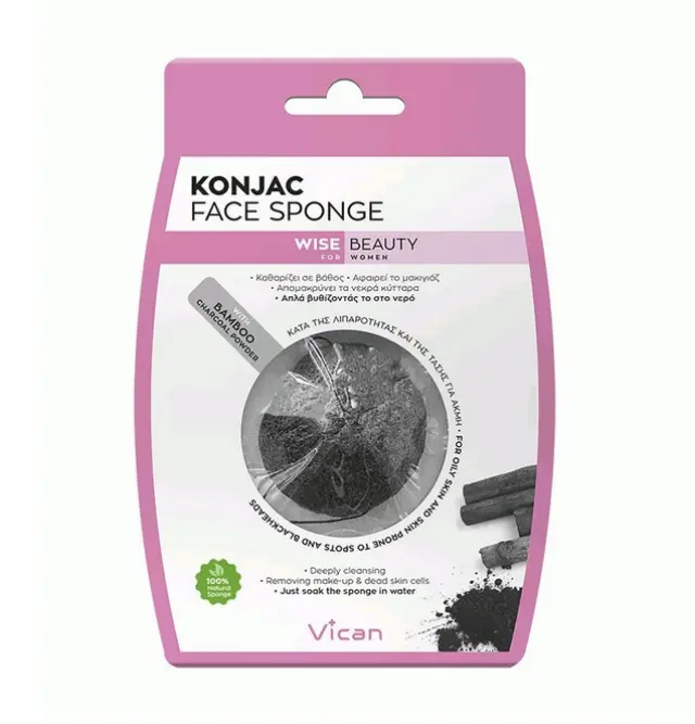 Vican Wise Beauty Konjac Σφουγγάρι Προσώπου με Άνθρακα Bamboo