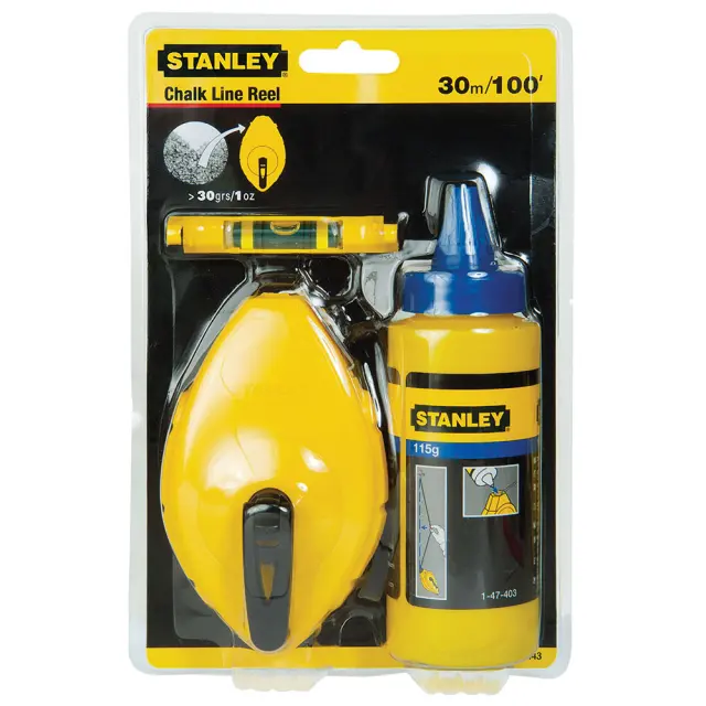 Σετ Νήμα Στάθμης 30m Και Πούδρα Κίτρινο STANLEY 0-47-443 2