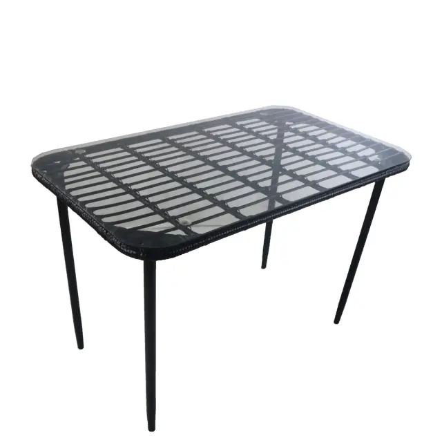Τραπέζι Κήπου ANNIUS Μαύρο Μέταλλο/Rattan/Γυαλί 120x70x78cm