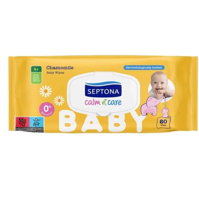 Septona Calm & Care Μωρομάντηλα χωρίς Οινόπνευμα & Parabens 1x80τμχ