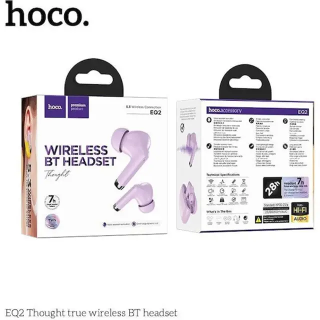 Wireless earphones Hoco TWS EQ2 purple