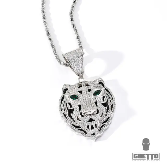 Ghetto Hip-hop Tiger Pendant Necklace Silver